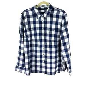 Talbots navy white gingham check women’s XL cotton modal embroidered dragonfly